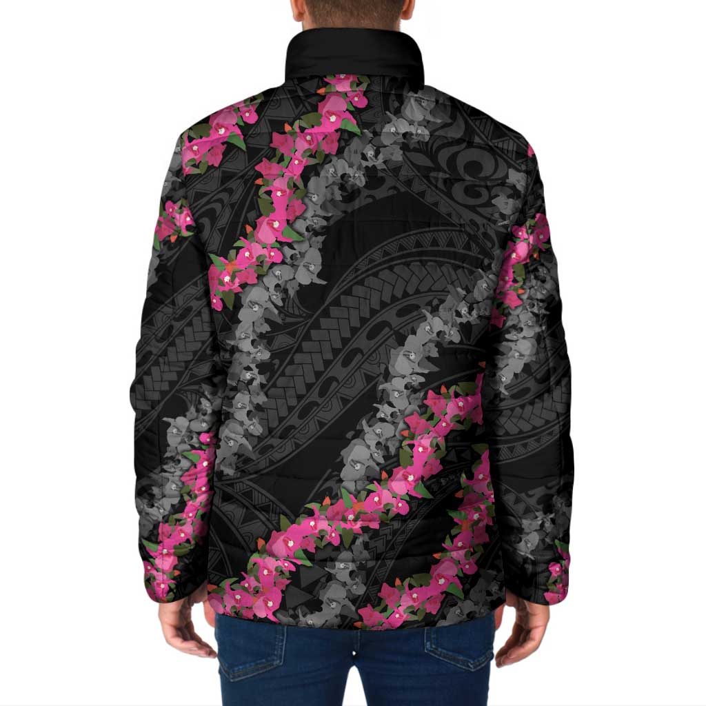 Guam Bougainvillea Lei Padded Jacket Chamorro Tribal Pattern - Polynesian Pride