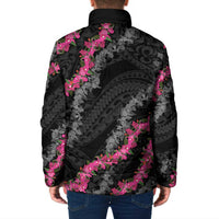 Guam Bougainvillea Lei Padded Jacket Chamorro Tribal Pattern - Polynesian Pride