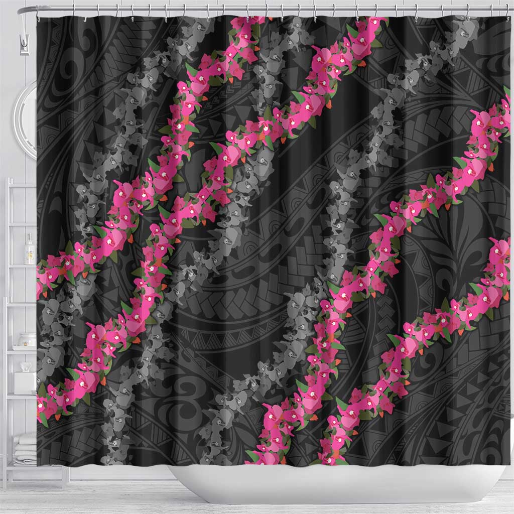 Guam Bougainvillea Lei Shower Curtain Chamorro Tribal Pattern