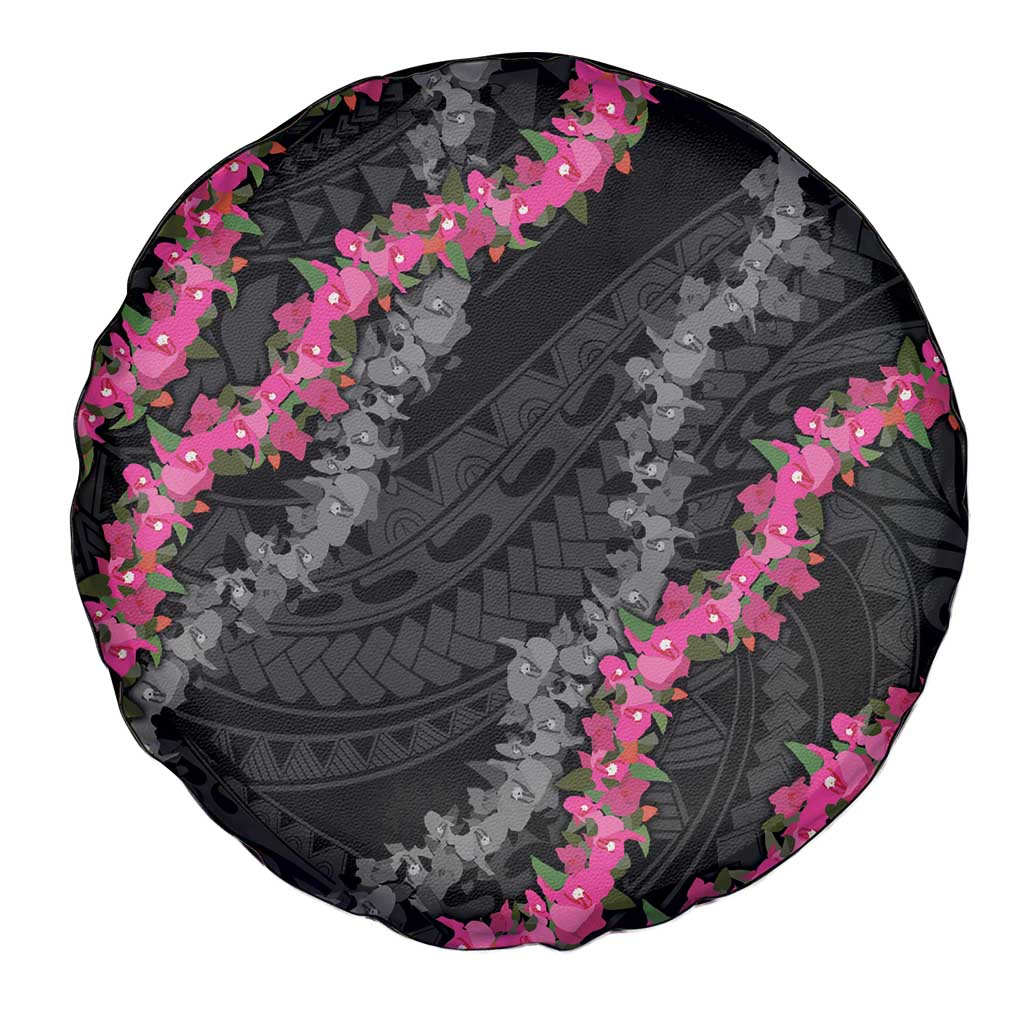 Guam Bougainvillea Lei Spare Tire Cover Chamorro Tribal Pattern