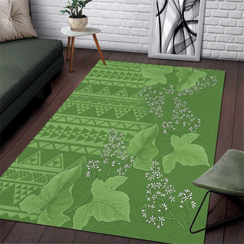 Hawaii Molokai Island Kukui Nut Flowers Area Rug Tribal Kakau Pattern