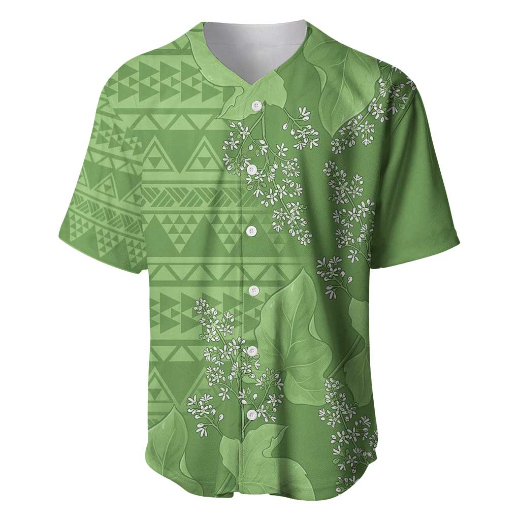 Hawaii Molokai Island Kukui Nut Flowers Baseball Jersey Tribal Kakau Pattern