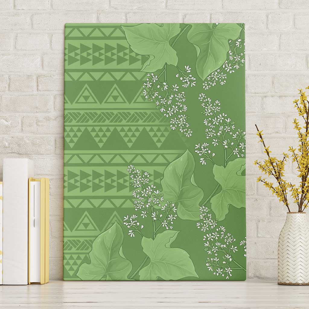 Hawaii Molokai Island Kukui Nut Flowers Canvas Wall Art Tribal Kakau Pattern