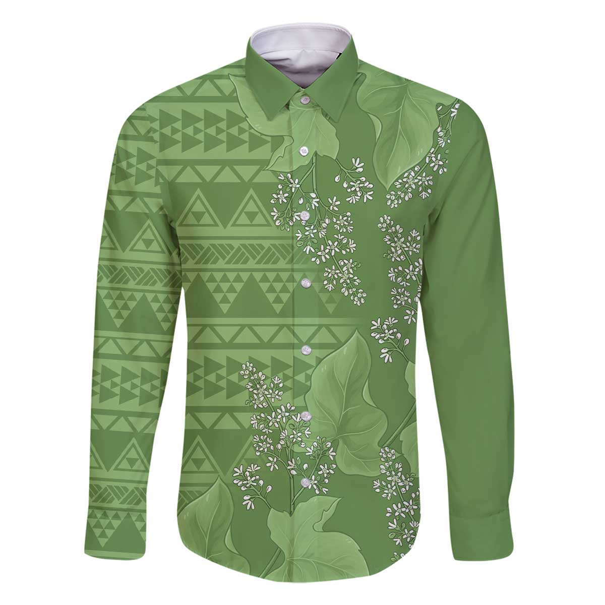 Hawaii Molokai Island Kukui Nut Flowers Family Matching Off The Shoulder Long Sleeve Dress and Hawaiian Shirt Tribal Kakau Pattern