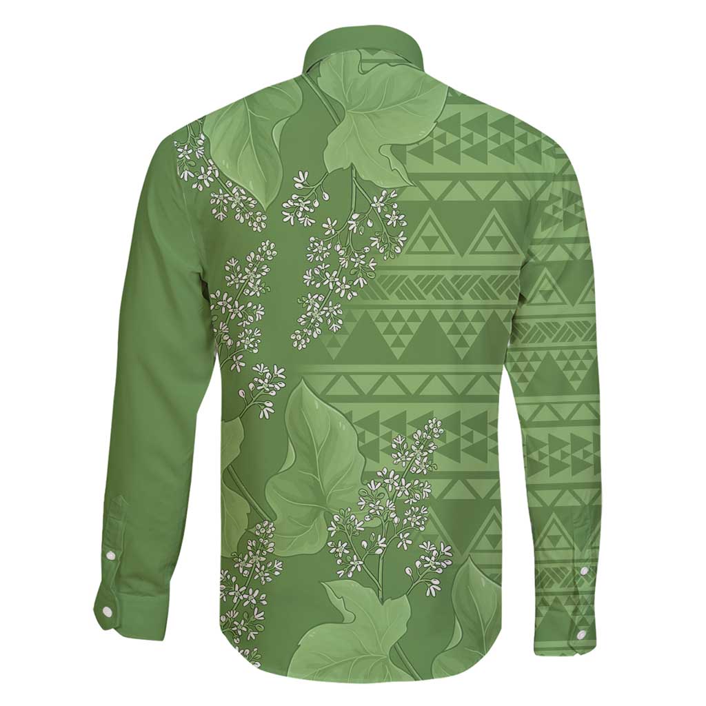 Hawaii Molokai Island Kukui Nut Flowers Family Matching Off Shoulder Maxi Dress and Hawaiian Shirt Tribal Kakau Pattern