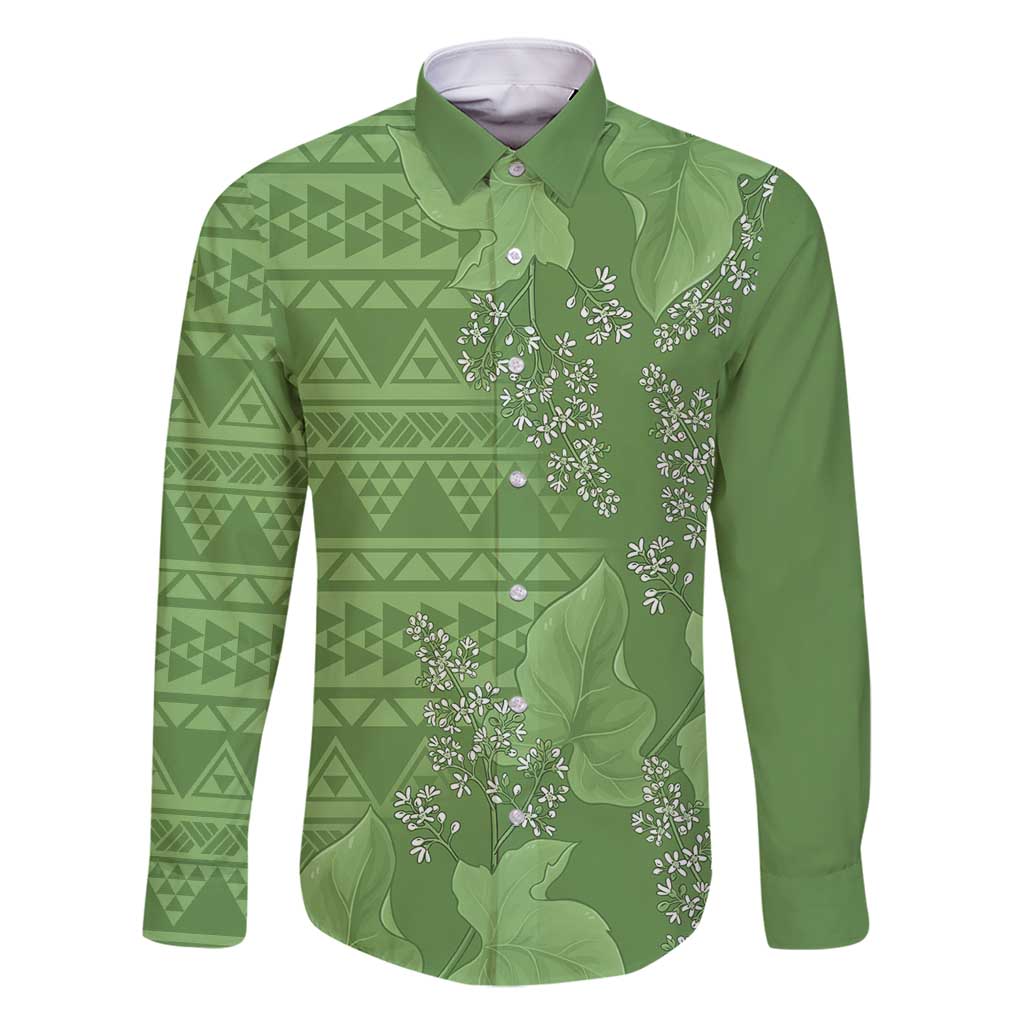 Hawaii Molokai Island Kukui Nut Flowers Family Matching Off Shoulder Short Dress and Hawaiian Shirt Tribal Kakau Pattern