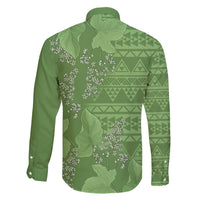 Hawaii Molokai Island Kukui Nut Flowers Family Matching Short Sleeve Bodycon Dress and Hawaiian Shirt Tribal Kakau Pattern