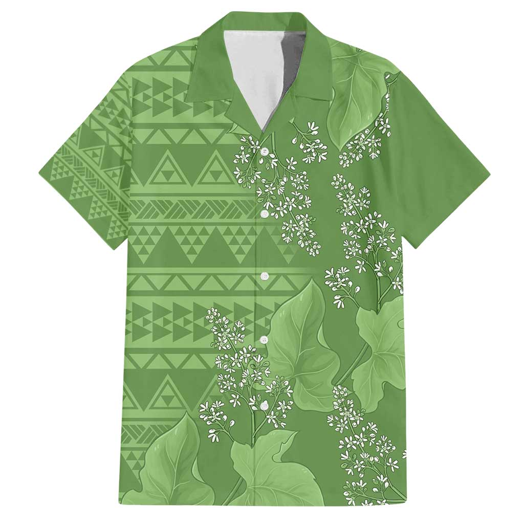 Hawaii Molokai Island Kukui Nut Flowers Family Matching Tank Maxi Dress and Hawaiian Shirt Tribal Kakau Pattern
