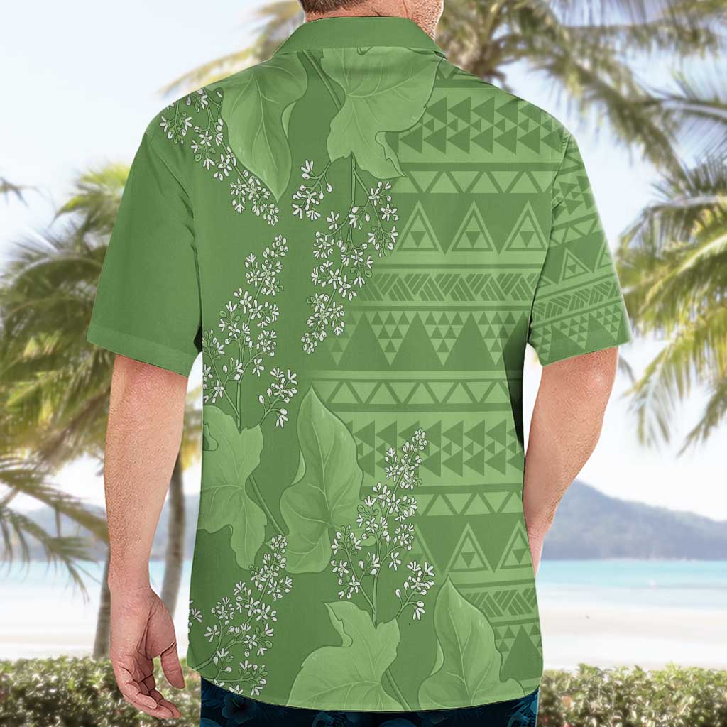 Hawaii Molokai Island Kukui Nut Flowers Hawaiian Shirt Tribal Kakau Pattern