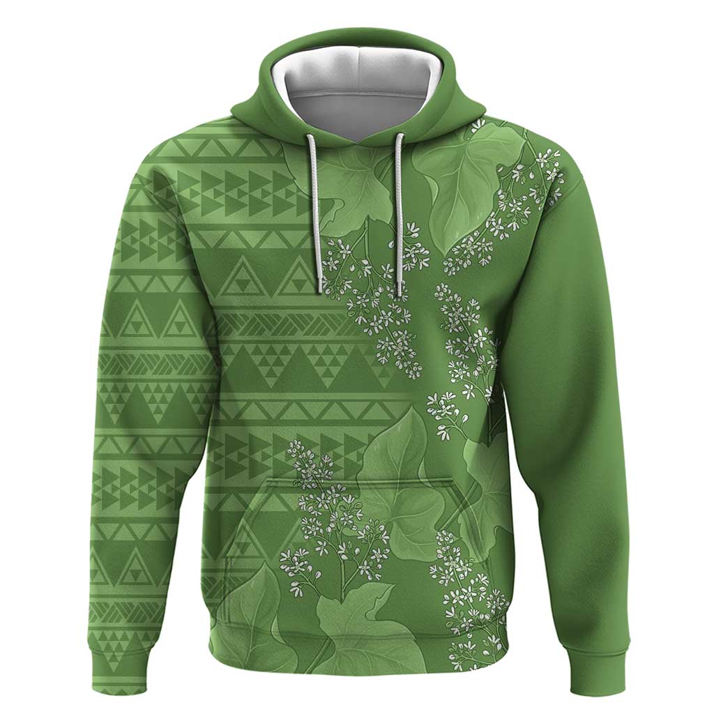 Hawaii Molokai Island Kukui Nut Flowers Hoodie Tribal Kakau Pattern