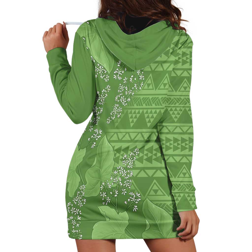 Hawaii Molokai Island Kukui Nut Flowers Hoodie Dress Tribal Kakau Pattern