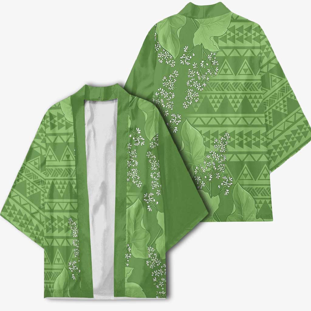 Hawaii Molokai Island Kukui Nut Flowers Kimono Tribal Kakau Pattern - Polynesian Pride