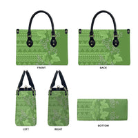 Hawaii Molokai Island Kukui Nut Flowers Leather Bag Tribal Kakau Pattern - Polynesian Pride