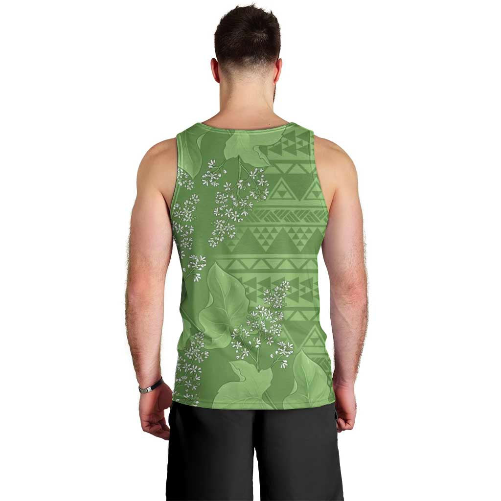 Hawaii Molokai Island Kukui Nut Flowers Men Tank Top Tribal Kakau Pattern