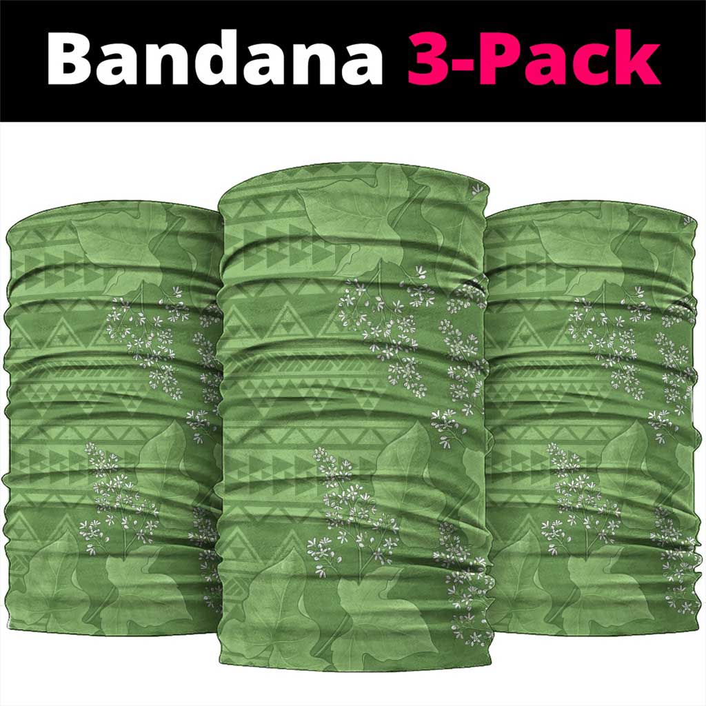 Hawaii Molokai Island Kukui Nut Flowers Neck Gaiter Tribal Kakau Pattern - Polynesian Pride