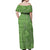 Hawaii Molokai Island Kukui Nut Flowers Off Shoulder Maxi Dress Tribal Kakau Pattern