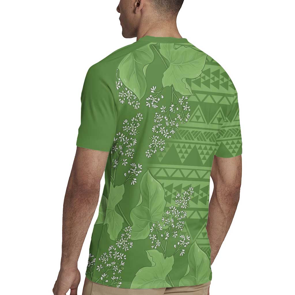 Hawaii Molokai Island Kukui Nut Flowers Rugby Jersey Tribal Kakau Pattern
