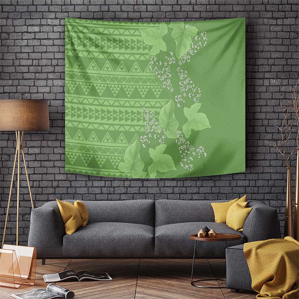 Hawaii Molokai Island Kukui Nut Flowers Tapestry Tribal Kakau Pattern