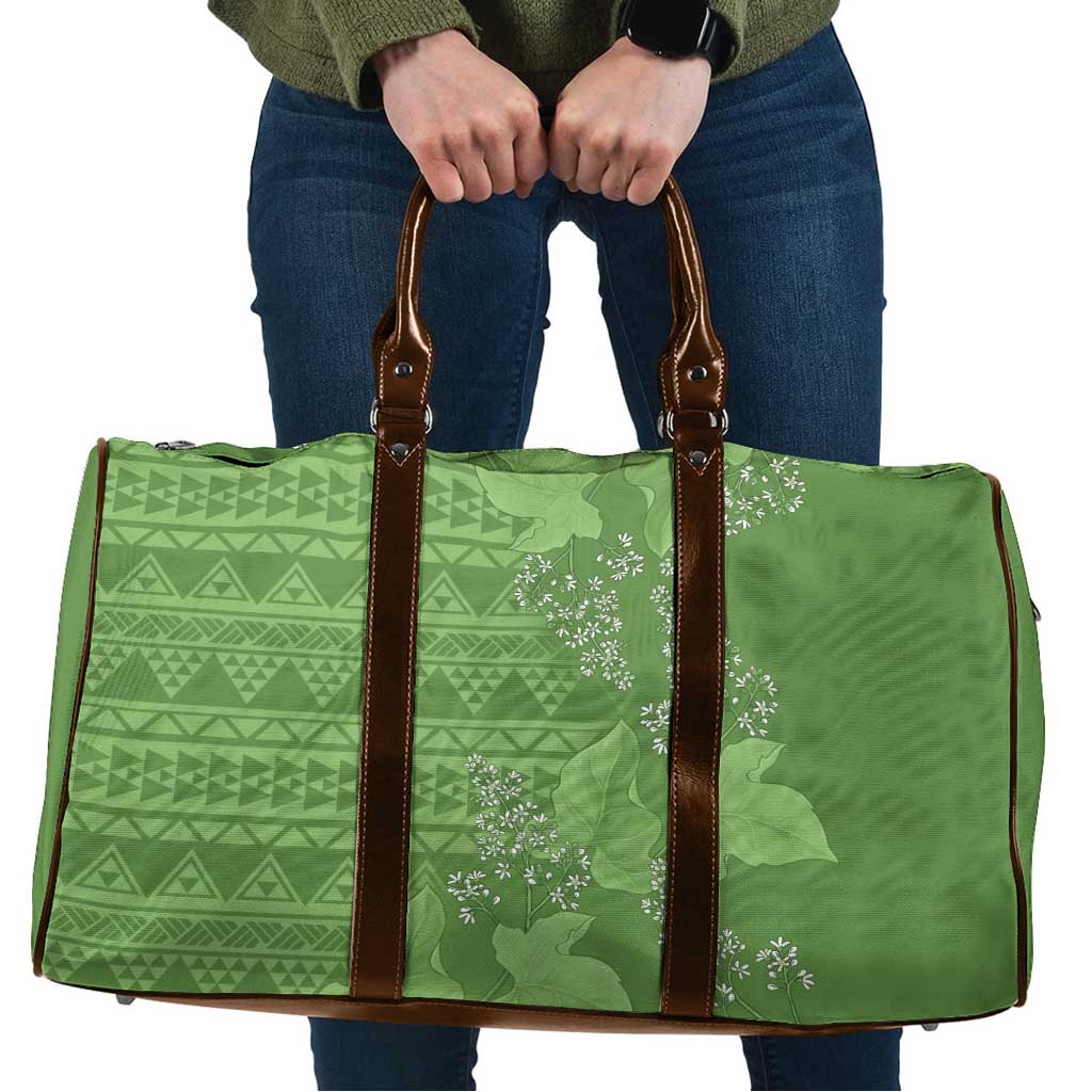 Hawaii Molokai Island Kukui Nut Flowers Travel Bag Tribal Kakau Pattern - Polynesian Pride