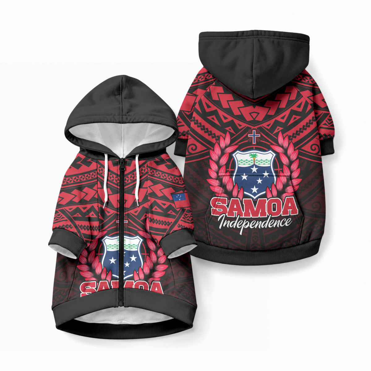 Samoa Independence Day Pet Hoodie Ulafa Polynesian Unique Red No1 LT9 Zip-up Red - Polynesian Pride