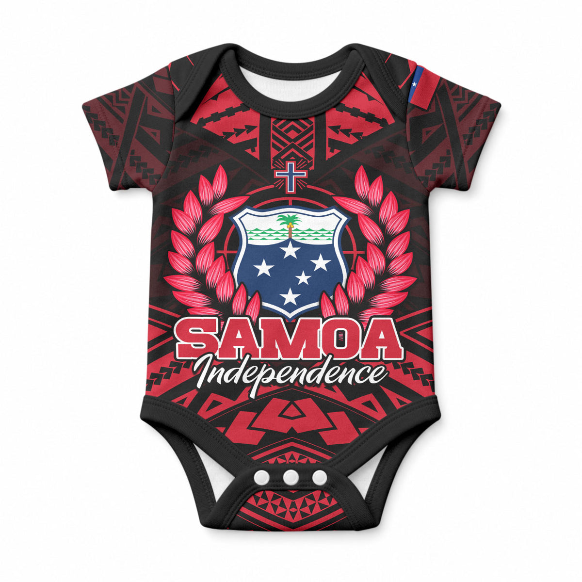 Samoa Independence Day Baby Onesie Ulafa Polynesian Unique Red No3 LT9 Red - Polynesian Pride