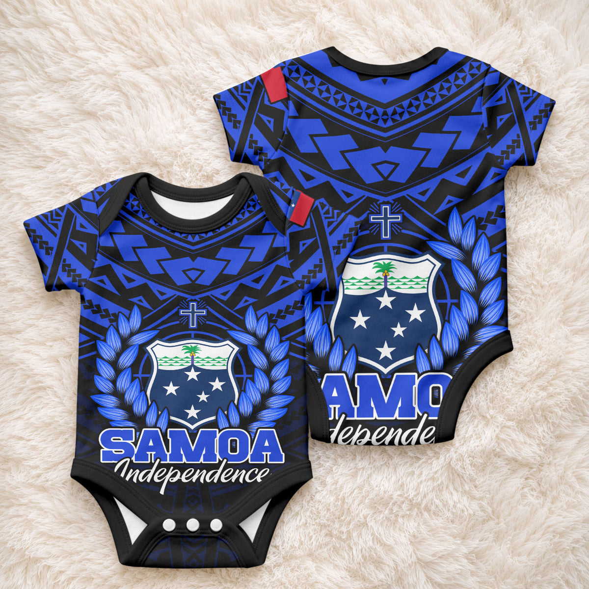 Samoa Independence Day Baby Onesie Ulafa Polynesian Unique Blue No1 LT9 - Polynesian Pride