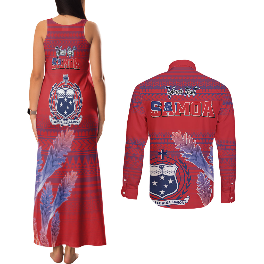 Custom Samoa 1962 Independence Day Custom Couples Matching Tank Maxi Dress and Long Sleeve Button Shirt Manuia le Aso Tuto'atasi Ula Nifo Red Art