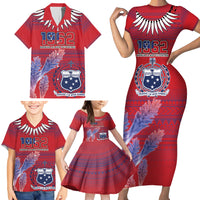 Custom Samoa 1962 Independence Day Custom Family Matching Short Sleeve Bodycon Dress and Hawaiian Shirt Manuia le Aso Tuto'atasi Ula Nifo Red Art LT9 - Polynesian Pride