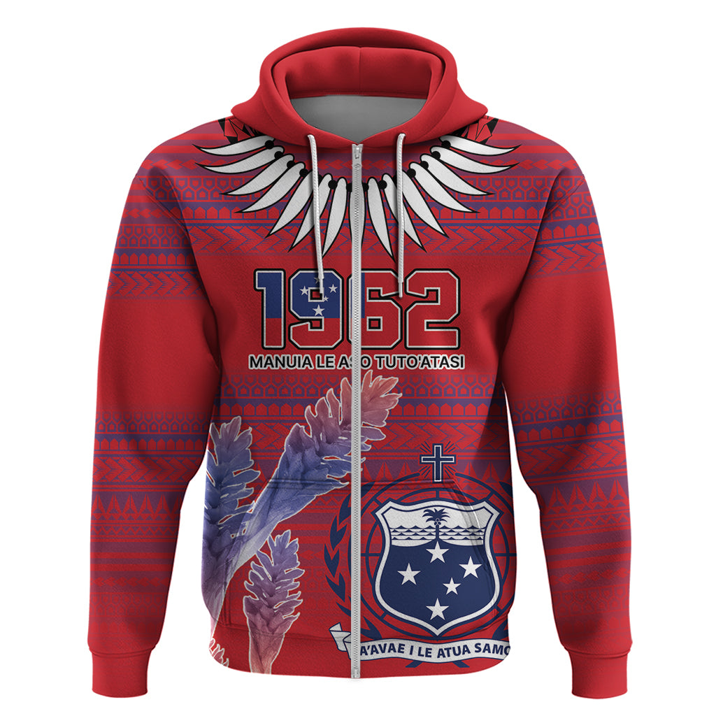 Custom Samoa 1962 Independence Day Custom Hoodie Manuia le Aso Tuto'atasi Ula Nifo Red Art