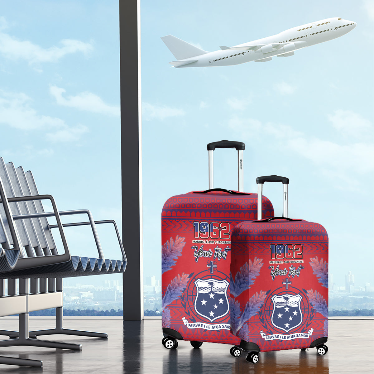 Custom Samoa 1962 Independence Day Custom Luggage Cover Manuia le Aso Tuto'atasi Ula Nifo Red Art