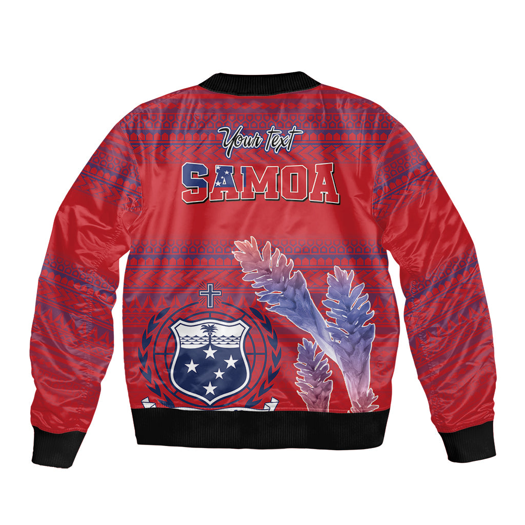Custom Samoa 1962 Independence Day Custom Sleeve Zip Bomber Jacket Manuia le Aso Tuto'atasi Ula Nifo Red Art