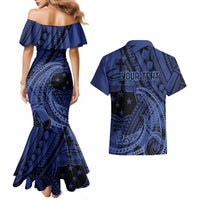 Custom Samoa 62nd Manuia le Aso Tuto'atasi Couples Matching Mermaid Dress and Hawaiian Shirt Samoan Tatau Blue Art LT9 - Polynesian Pride