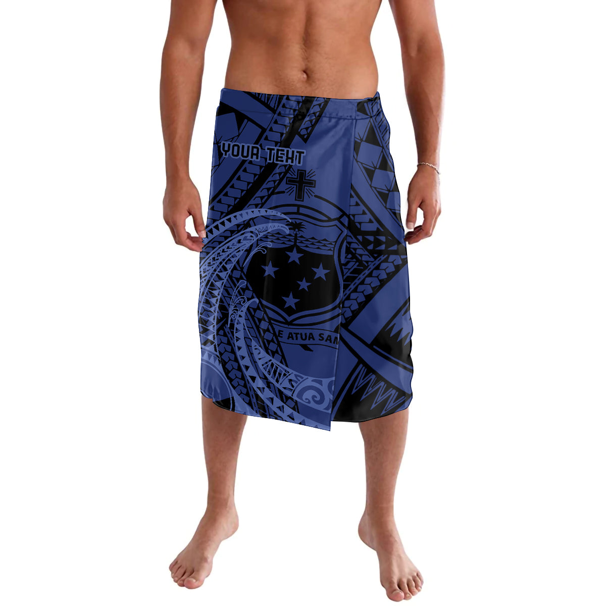 Custom Samoa 62nd Manuia le Aso Tuto'atasi Lavalava Samoan Tatau Blue Art