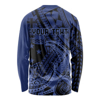 Custom Samoa 62nd Manuia le Aso Tuto'atasi Long Sleeve Shirt Samoan Tatau Blue Art