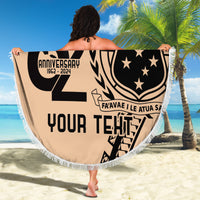 Custom Samoa Manuia le 62 Tausaga O le Tuto’atasi Beach Blanket Samoan Tatau Beige Art