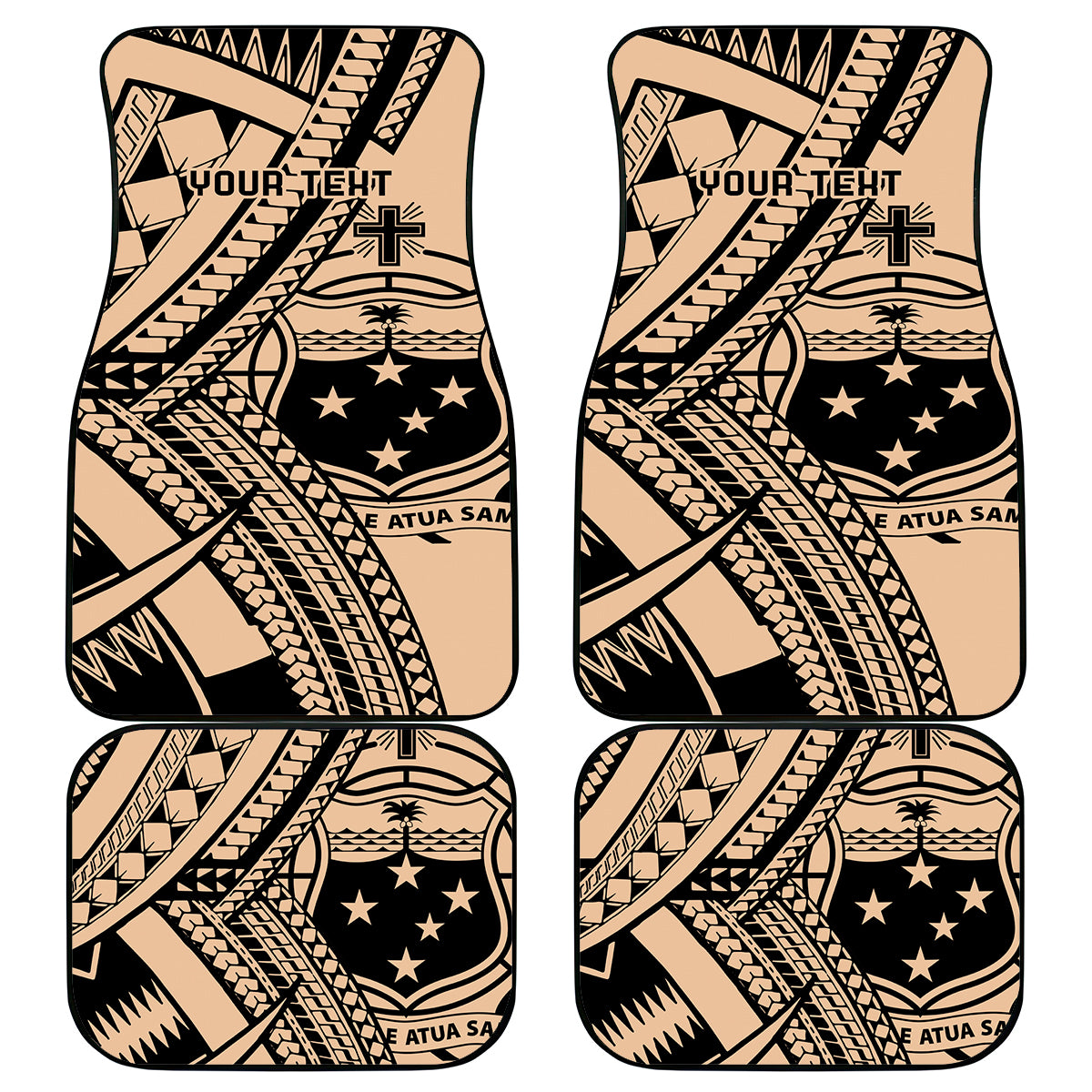 Custom Samoa Manuia le 62 Tausaga O le Tuto’atasi Car Mats Samoan Tatau Beige Art