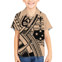 Custom Samoa Manuia le 62 Tausaga O le Tuto’atasi Family Matching Short Sleeve Bodycon Dress and Hawaiian Shirt Samoan Tatau Beige Art