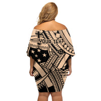 Custom Samoa Manuia le 62 Tausaga O le Tuto’atasi Off Shoulder Short Dress Samoan Tatau Beige Art