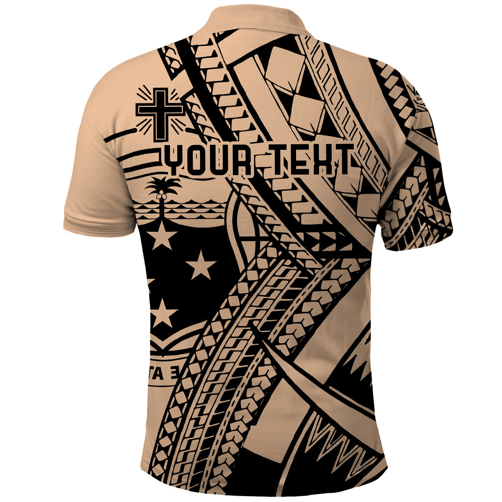 Custom Samoa Manuia le 62 Tausaga O le Tuto’atasi Polo Shirt Samoan Tatau Beige Art