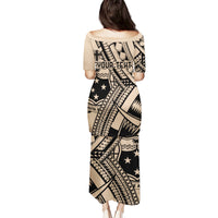 Custom Samoa Manuia le 62 Tausaga O le Tuto’atasi Puletasi Samoan Tatau Beige Art