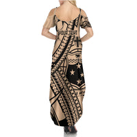Custom Samoa Manuia le 62 Tausaga O le Tuto’atasi Summer Maxi Dress Samoan Tatau Beige Art