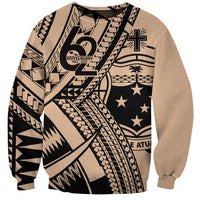 Custom Samoa Manuia le 62 Tausaga O le Tuto’atasi Sweatshirt Samoan Tatau Beige Art