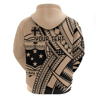 Custom Samoa Manuia le 62 Tausaga O le Tuto’atasi Zip Hoodie Samoan Tatau Beige Art