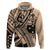 Custom Samoa Manuia le 62 Tausaga O le Tuto’atasi Zip Hoodie Samoan Tatau Beige Art