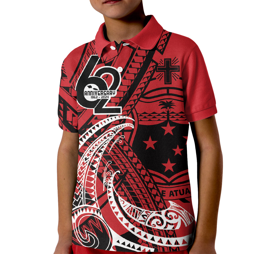 Custom Samoa Manuia le 62 Tausaga O le Tuto’atasi Kid Polo Shirt Samoan Tatau Red Art