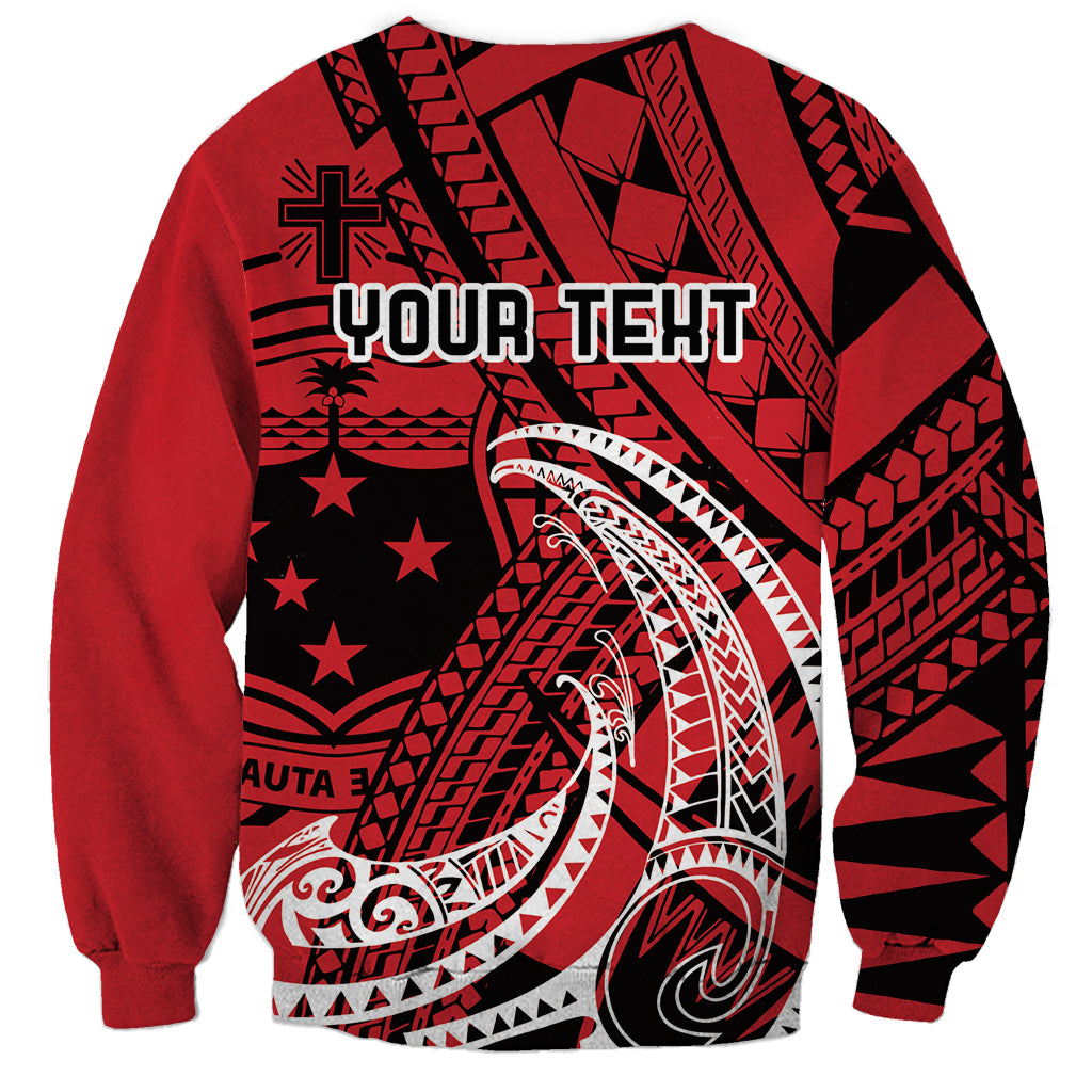 Custom Samoa Manuia le 62 Tausaga O le Tuto’atasi Sweatshirt Samoan Tatau Red Art