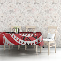 Custom Samoa Manuia le 62 Tausaga O le Tuto’atasi Tablecloth Samoan Tatau Red Art