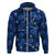 (Custom Text and Number) Manu Samoa Rugby Hoodie Polynesian Style With Hibiscus LT9 Zip Hoodie Blue - Polynesian Pride