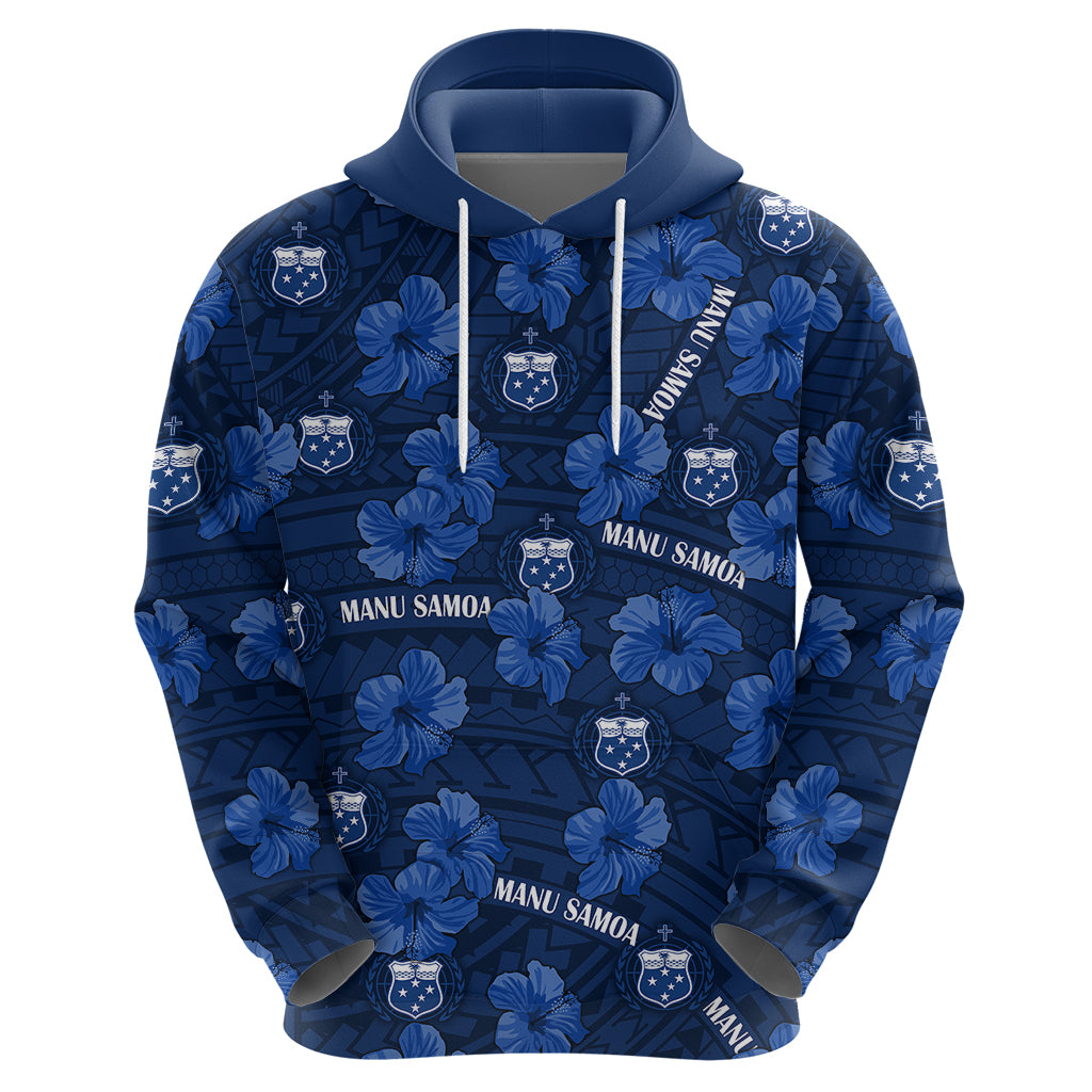 (Custom Text and Number) Manu Samoa Rugby Hoodie Polynesian Style With Hibiscus LT9 - Polynesian Pride