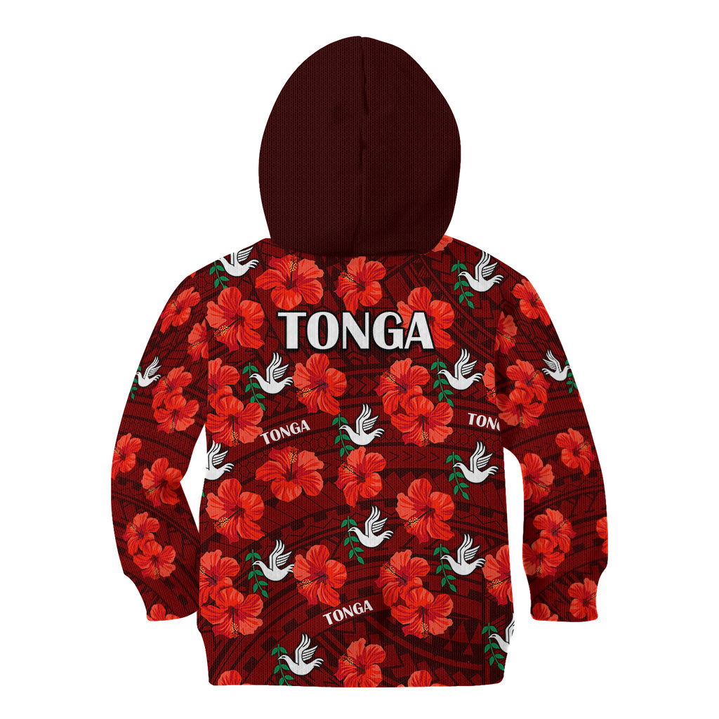 Tonga Rugby Kid Hoodie Polynesian Style With Hibiscus LT9 - Polynesian Pride